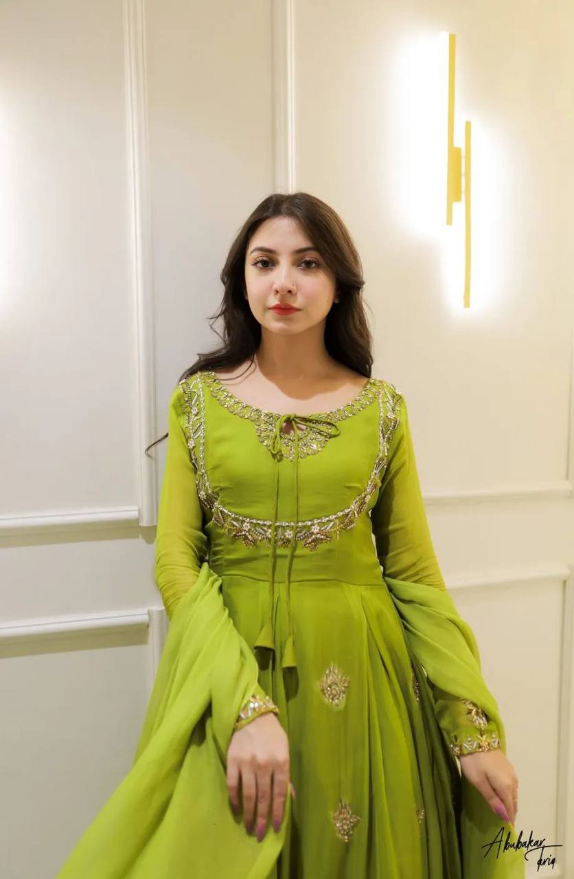 EXCLUSIVE 2 PIECE GOWN WITH DUPATTA IN SEQUENCE EMBROIDERY WORK