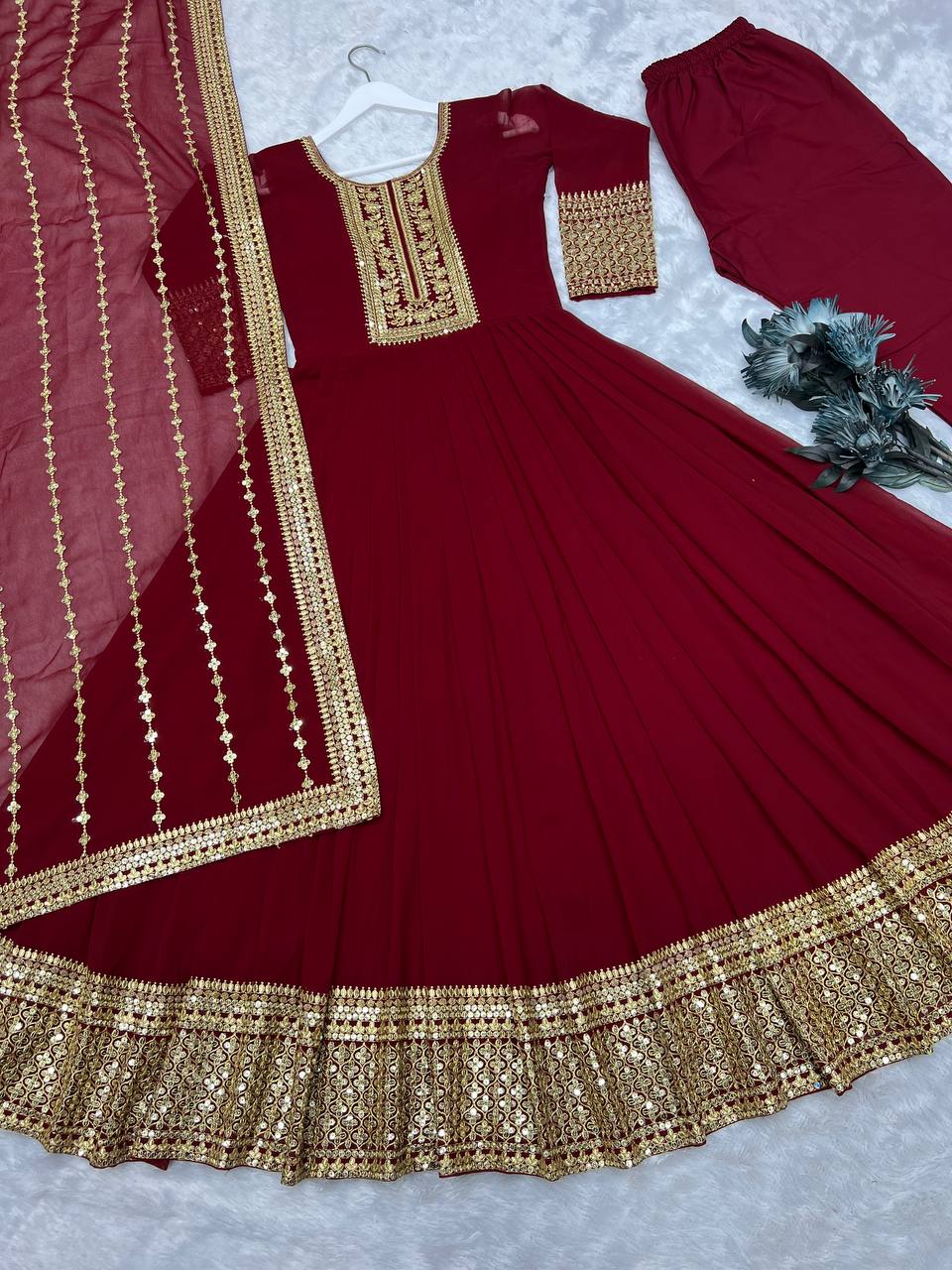 PRESENTING 3 PIECE STYLISH GOWN AND DUPATTA WITH BEAUTIFUL BOTTOM