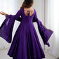 PRESENTING NEW HIGH PREMIUM QUALITY PURE ROMAN CHANDERI SILK FABRIC ANARKALI