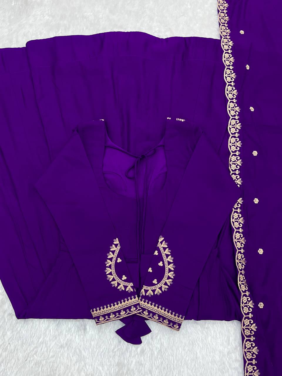 PRESENTING NEW HIGH PREMIUM QUALITY PURE ROMAN CHANDERI SILK FABRIC ANARKALI