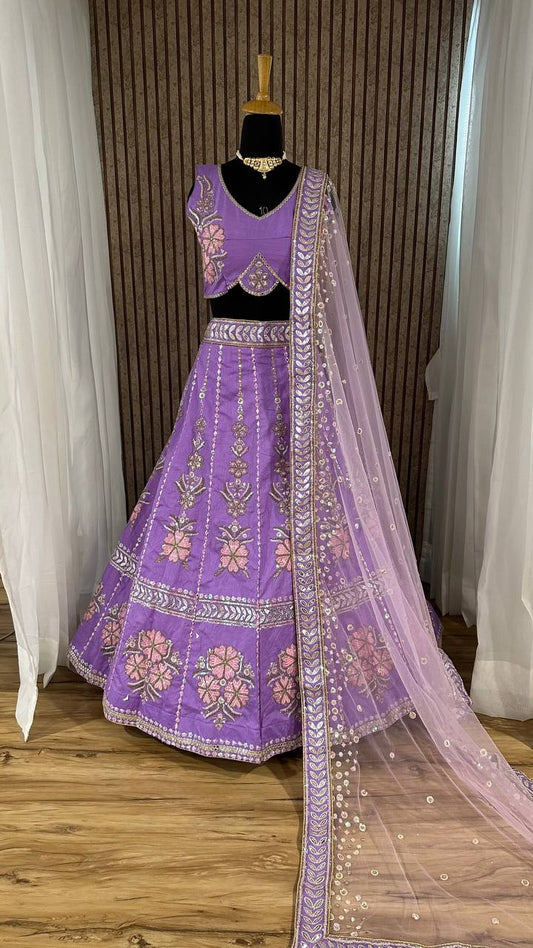 Heavy slub silk lehnga with thread Lehenga