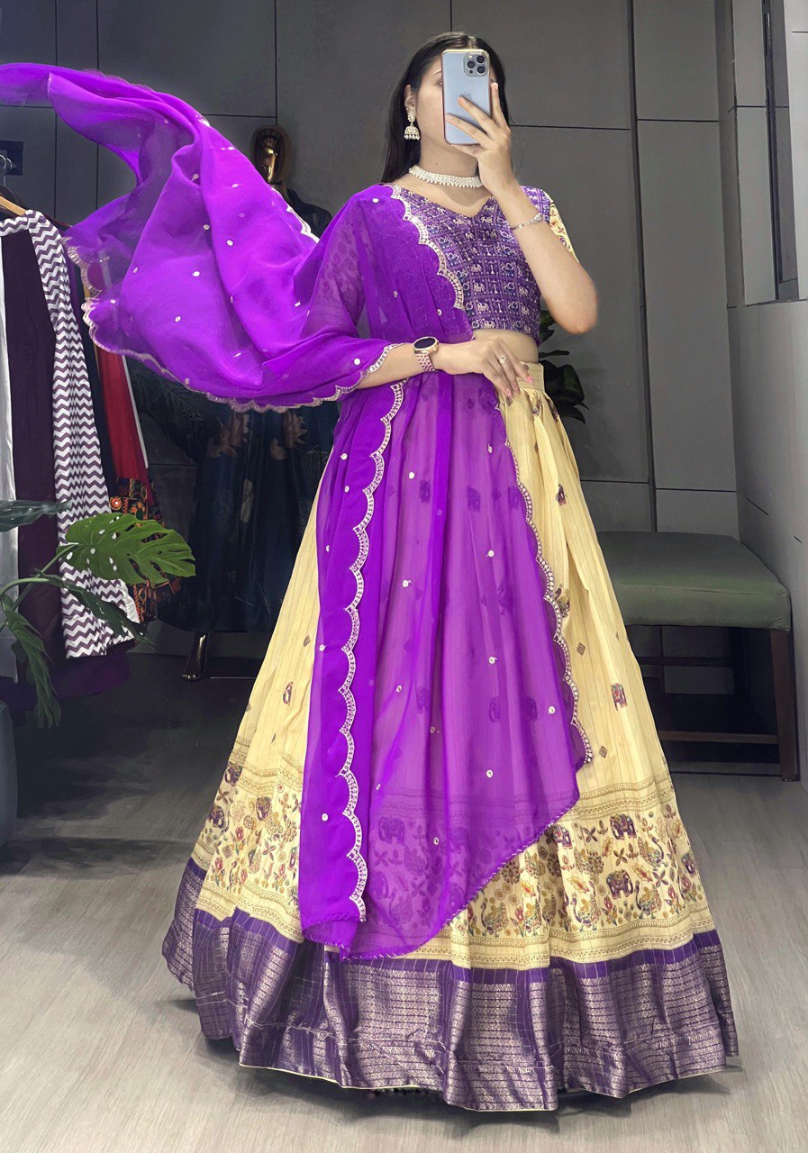 Most Trending Marshmallow Indian Kalamkari highly popular lehengas