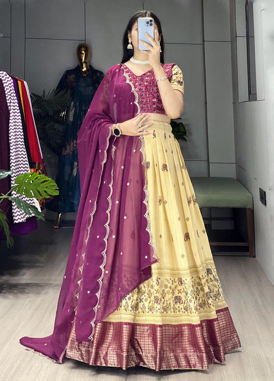 Most Trending Marshmallow Indian Kalamkari highly popular lehengas