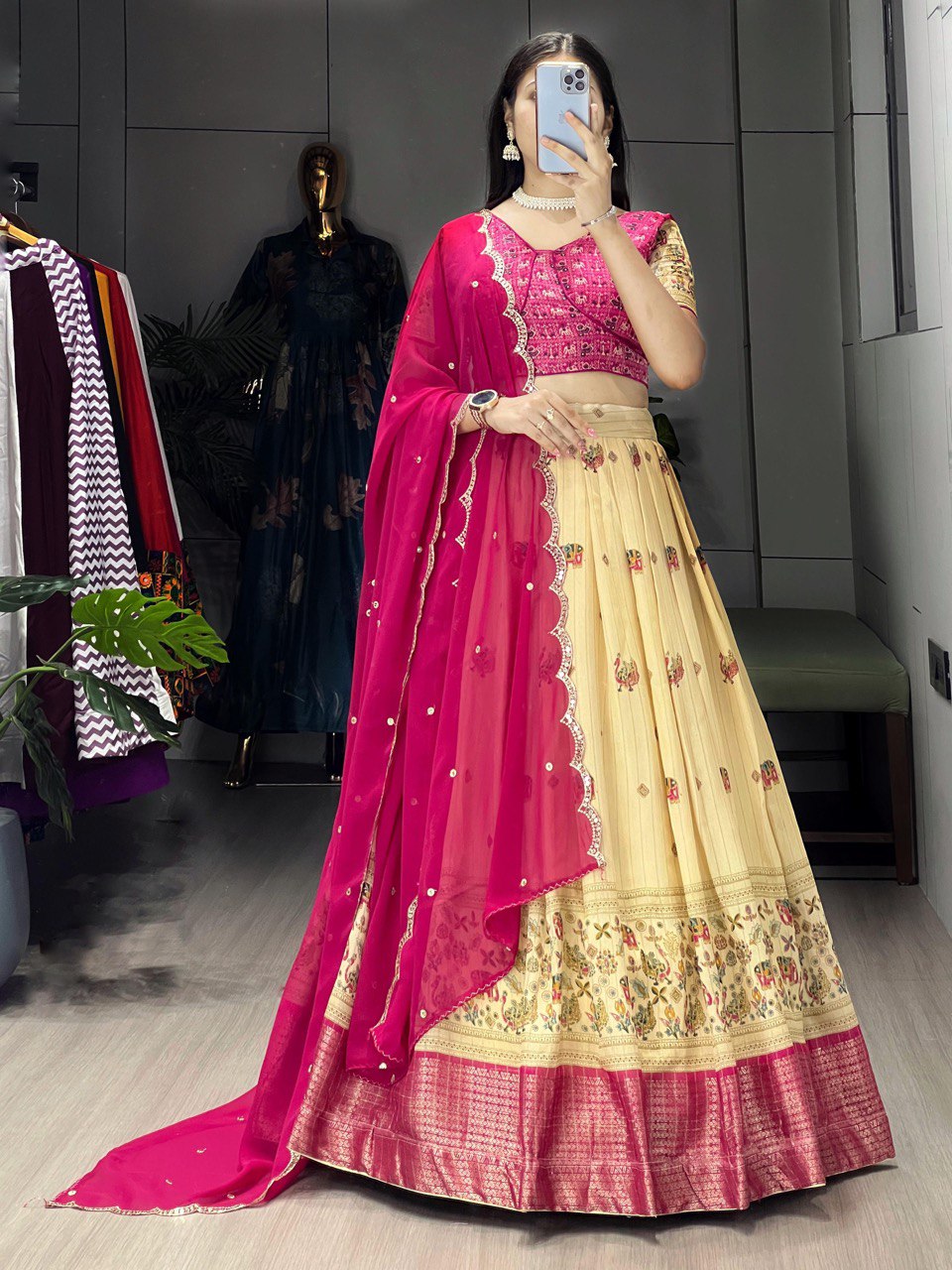 Most Trending Marshmallow Indian Kalamkari highly popular lehengas