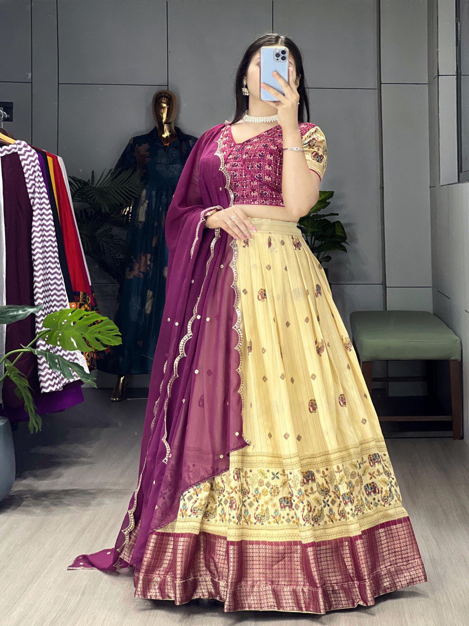 Most Trending Marshmallow Indian Kalamkari highly popular lehengas