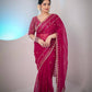 Soft Space Silk Sequance and Zari Embroidery Work Saree
