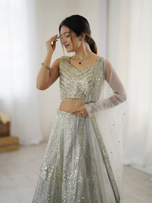Georgette lehenga with sequins & dori work Lehenga