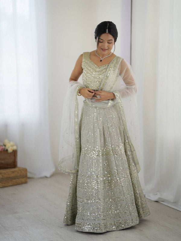 Georgette lehenga with sequins & dori work Lehenga