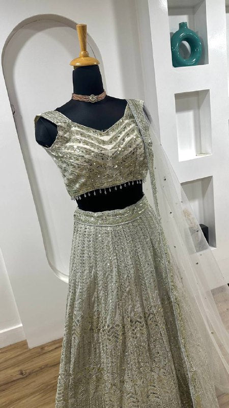 Georgette lehenga with sequins & dori work Lehenga