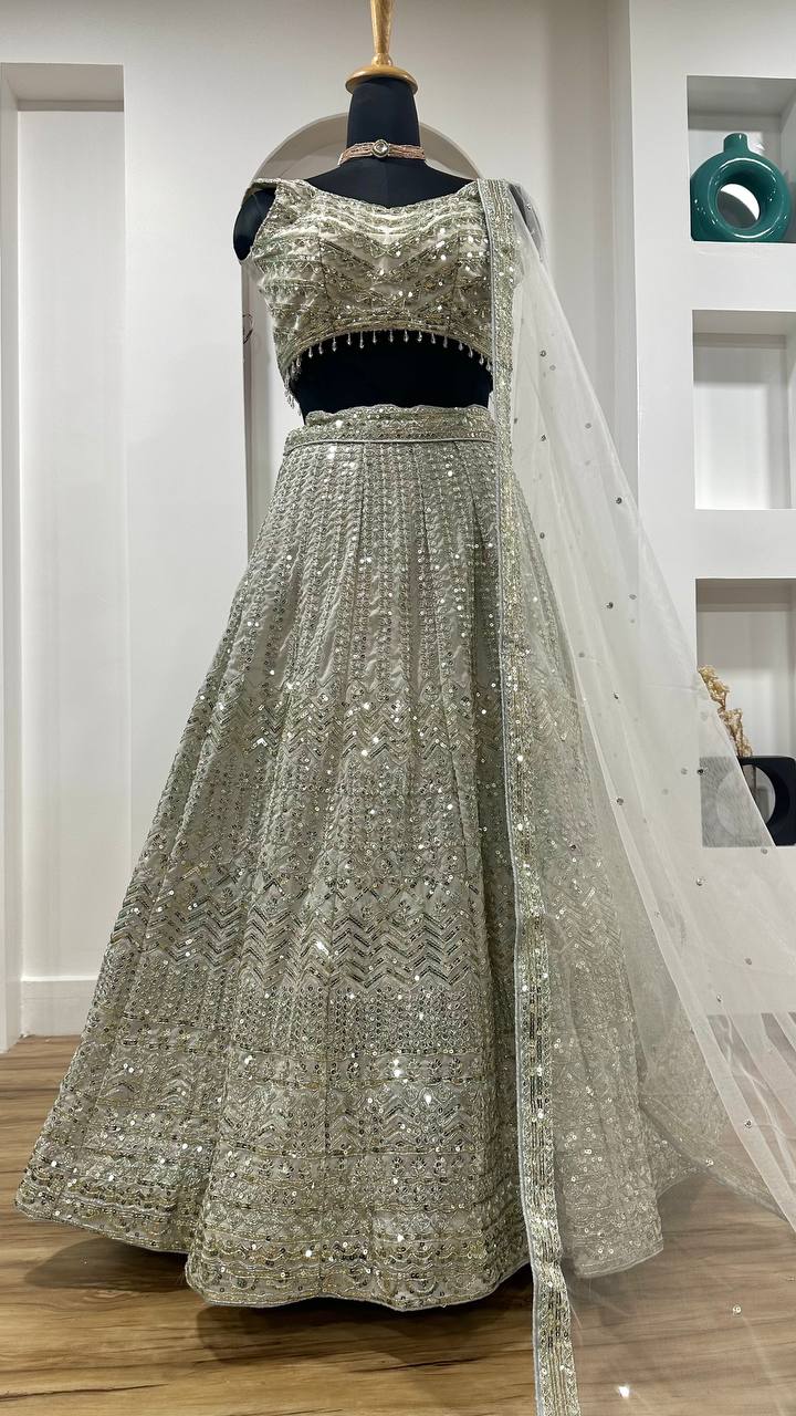 Georgette lehenga with sequins & dori work Lehenga