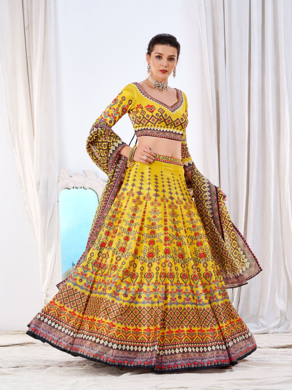 CHINON Silk Digital Print Work Lehenga Choli