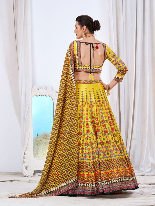 CHINON Silk Digital Print Work Lehenga Choli