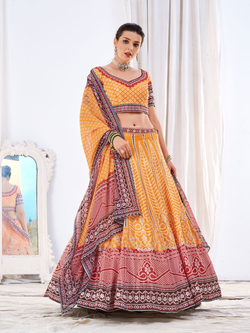 CHINON Silk Digital Print Work Lehenga Choli