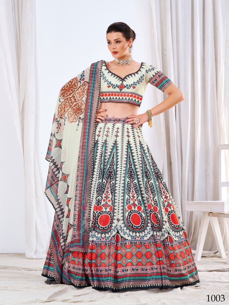 CHINON Silk Digital Print Work Lehenga Choli