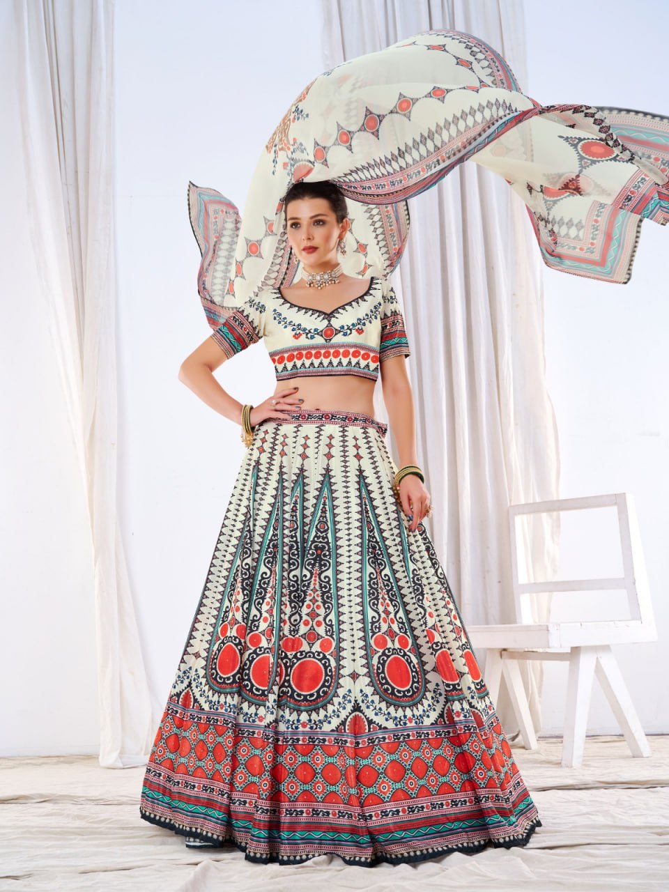 CHINON Silk Digital Print Work Lehenga Choli