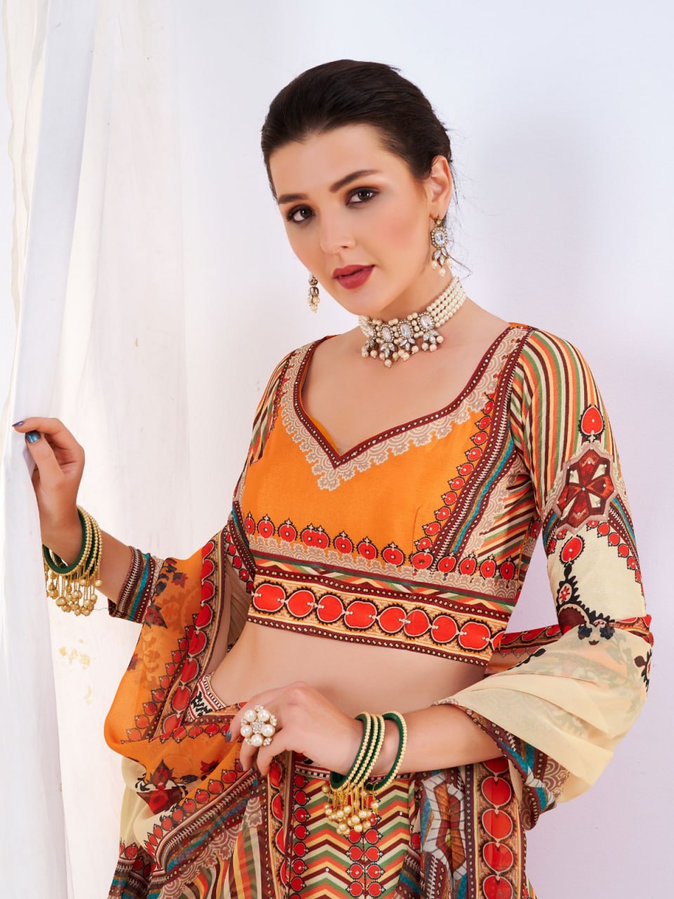 CHINON Silk Digital Print Work Lehenga Choli