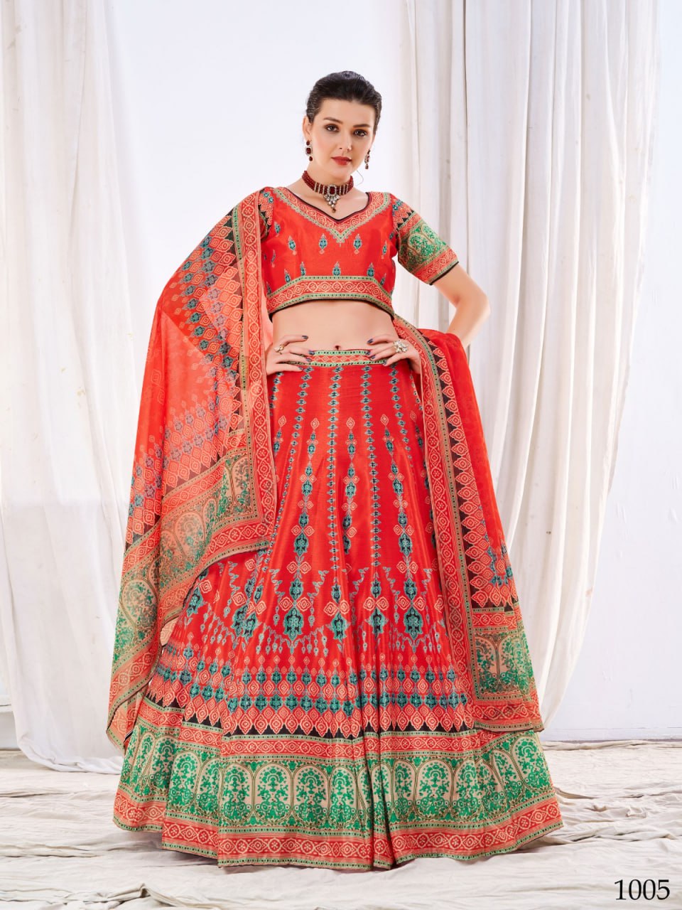 CHINON Silk Digital Print Work Lehenga Choli