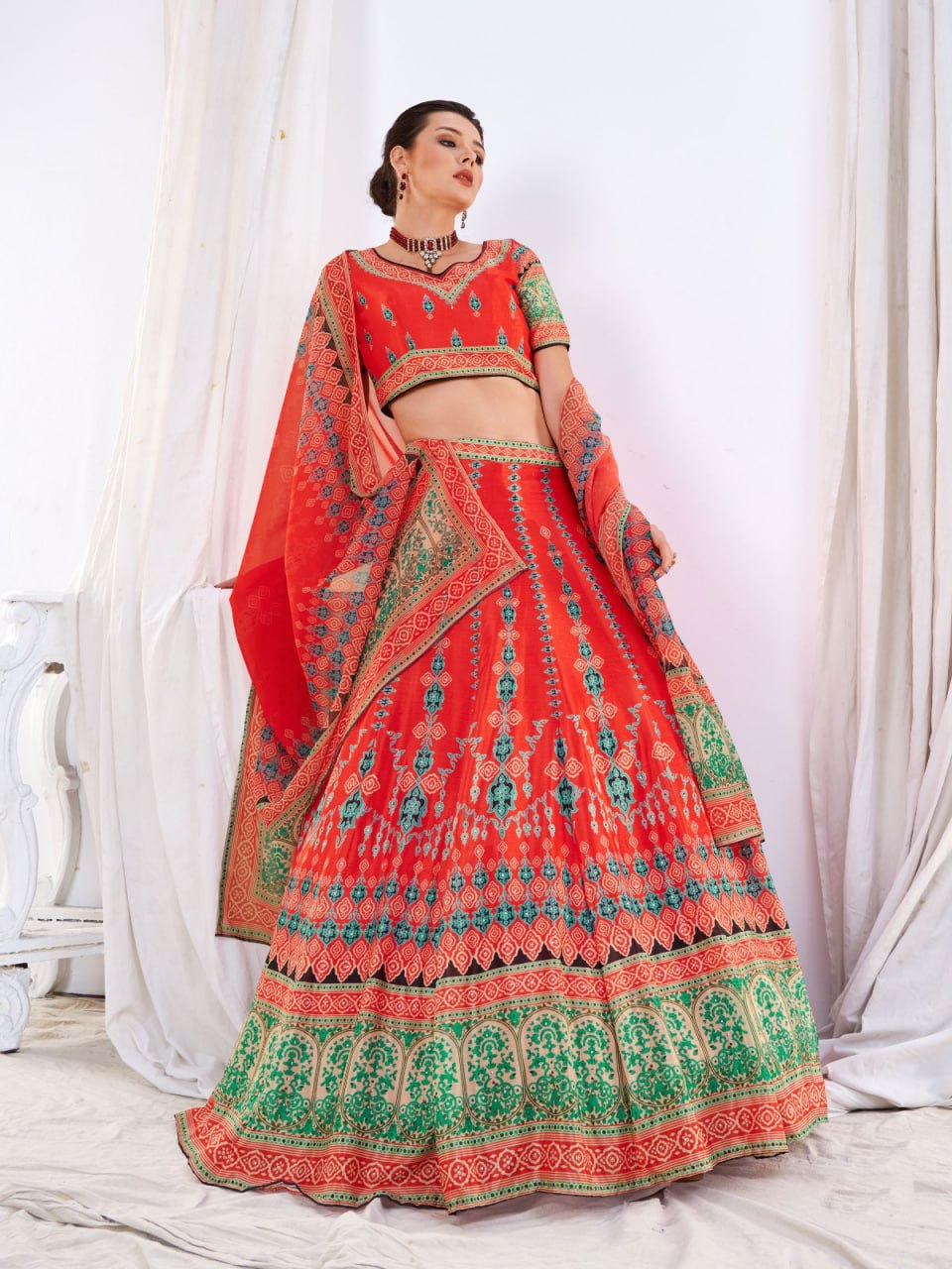 CHINON Silk Digital Print Work Lehenga Choli