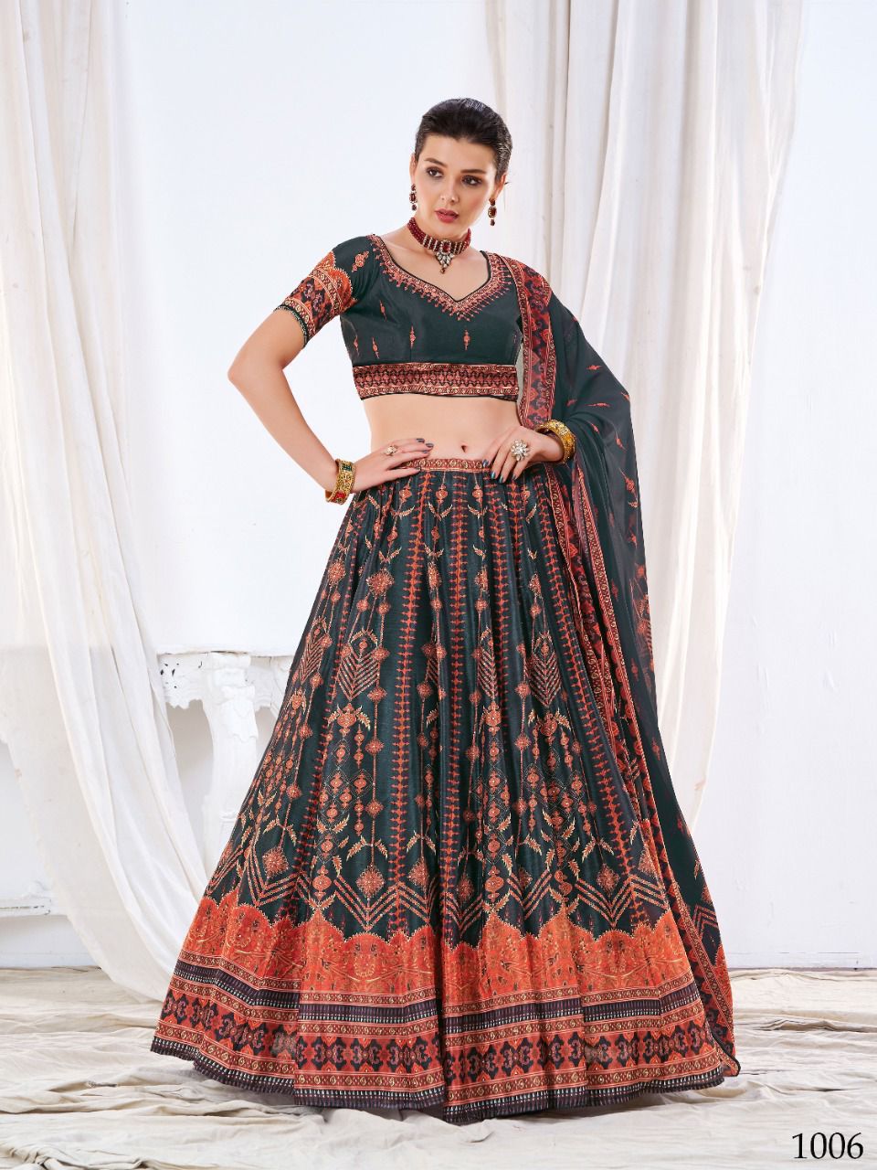 CHINON Silk Digital Print Work Lehenga Choli