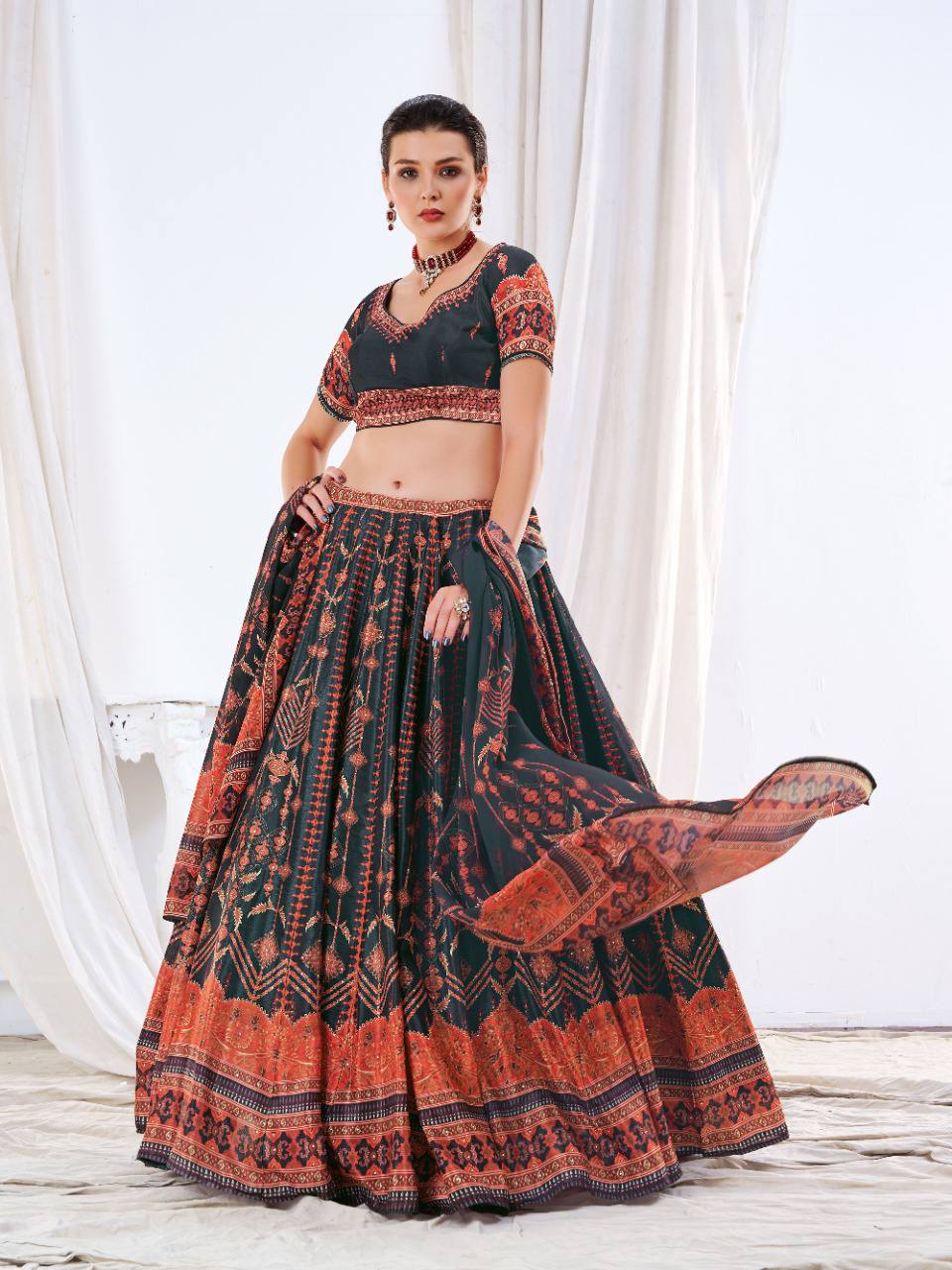 CHINON Silk Digital Print Work Lehenga Choli