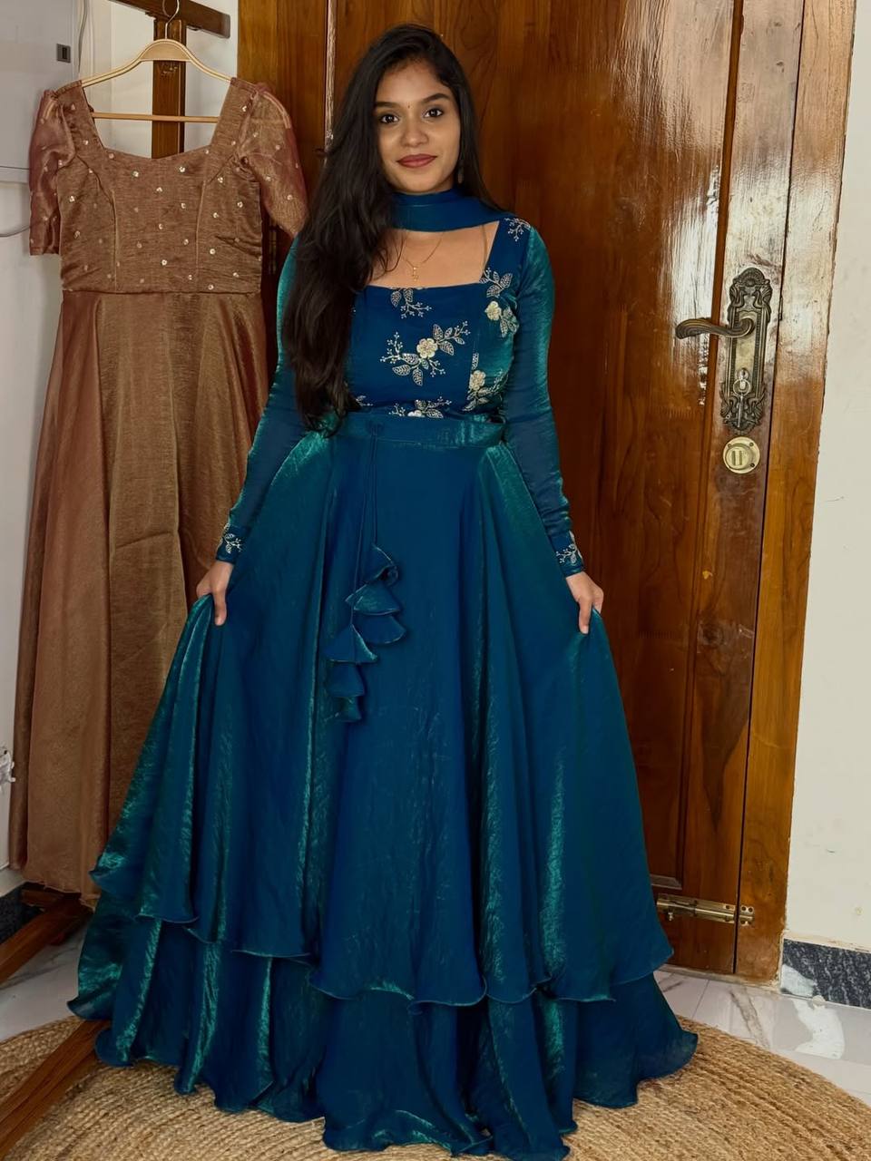 Heavy Fandy Satin with Embroidery & Sequins Work Lehenga