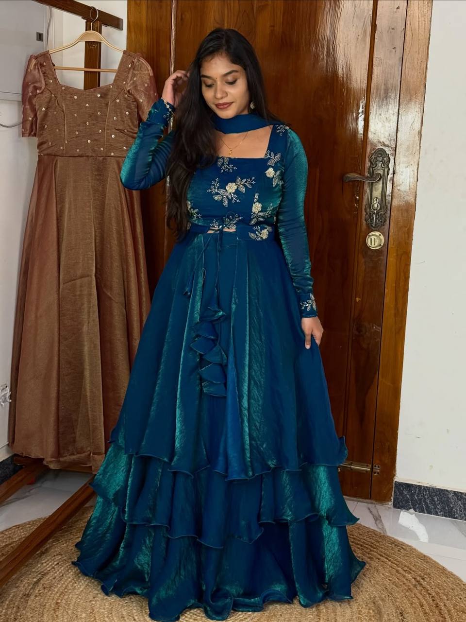 Heavy Fandy Satin with Embroidery & Sequins Work Lehenga