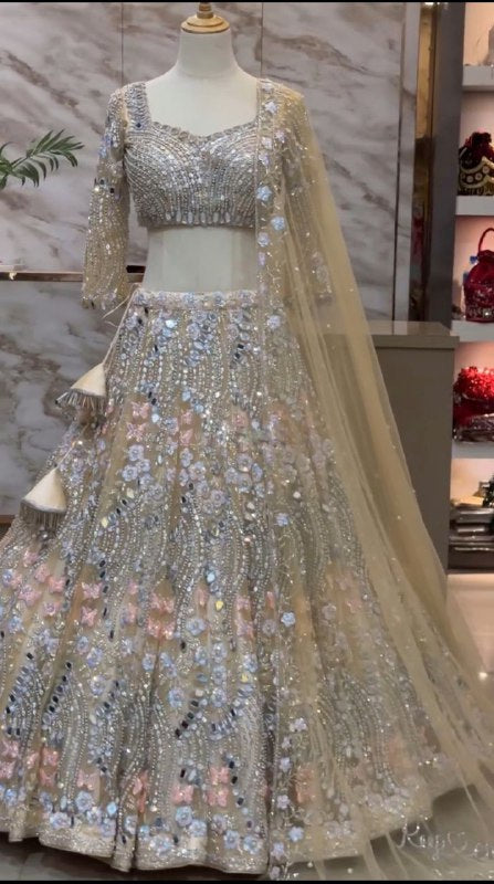 Launching 4 meter flared  Real Mirror Sequins Work Lehenga