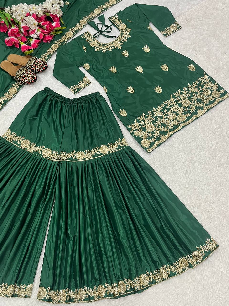 Launching New Designer Party Wear Look Top Sharara Plazzo  and Dupatta