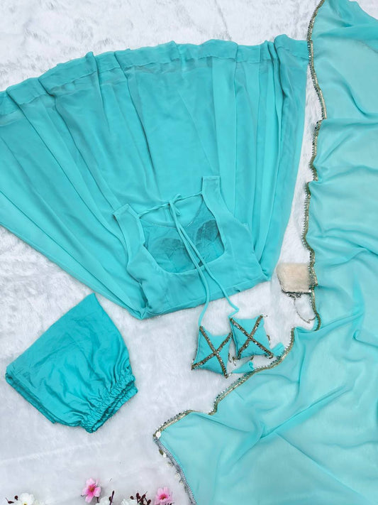 Georgette Anarkali mit Hotfix-Arbeit Anarkali