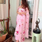 Floral Handpainted georgette kurta with tassels