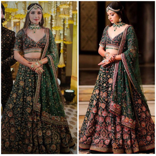 Launching Embroidery Sequins Work 4 meter flared Faux Georgette Lehenga