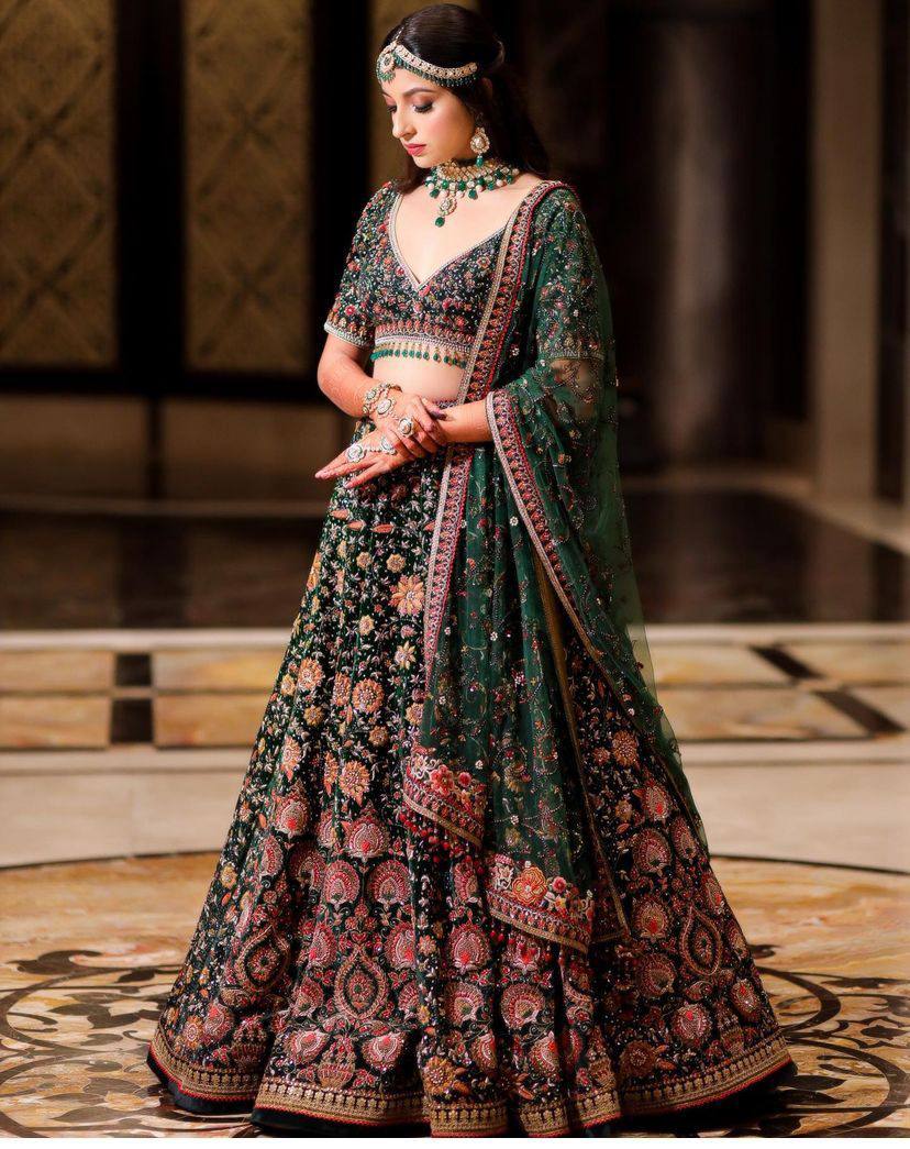 Launching Embroidery Sequins Work 4 meter flared Faux Georgette Lehenga