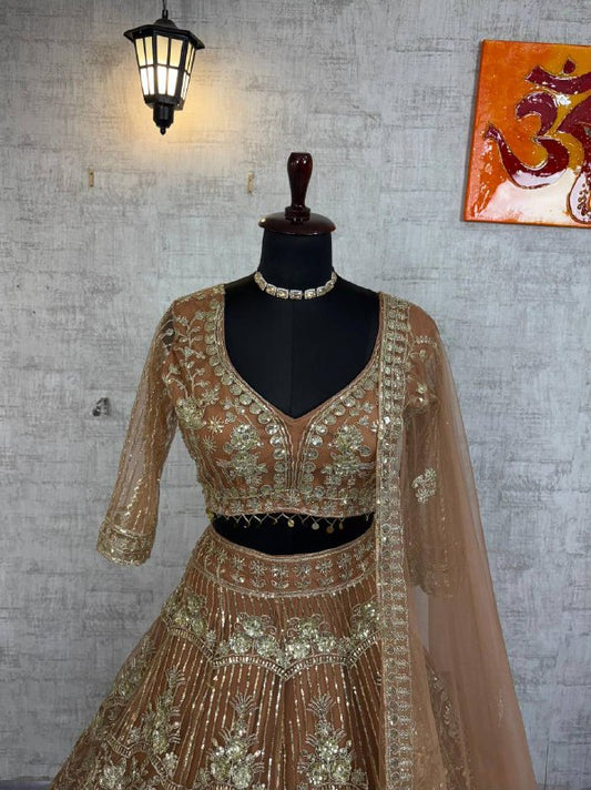 Launching 4 meter flared Premium Quality Soft Net Lehenga