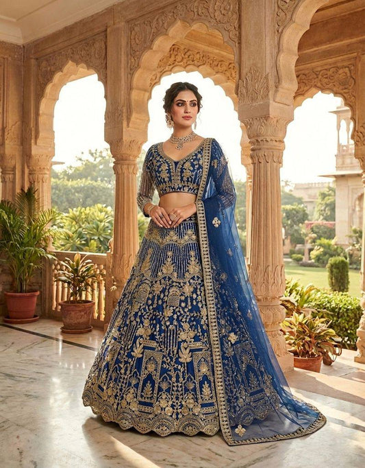 Einführung eines 4 Meter ausgestellten Coding Sequins Work Lehenga