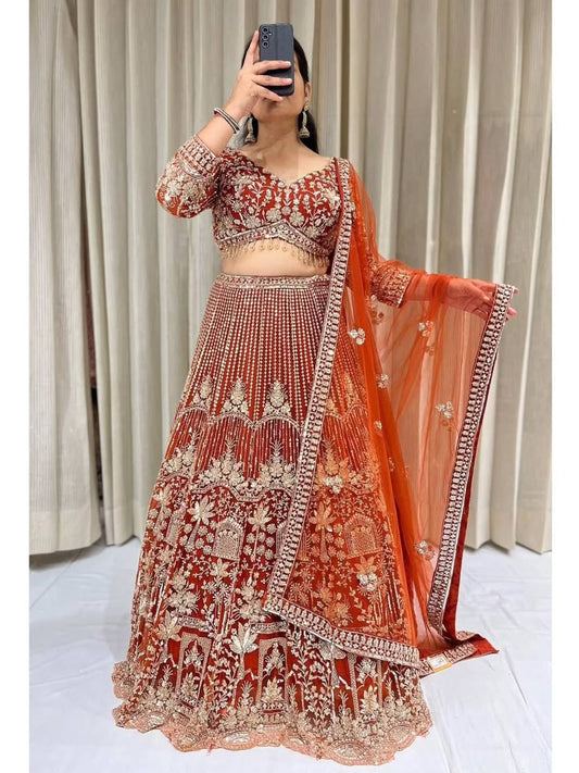 Einführung eines 4 Meter ausgestellten Coding Sequins Work Lehenga