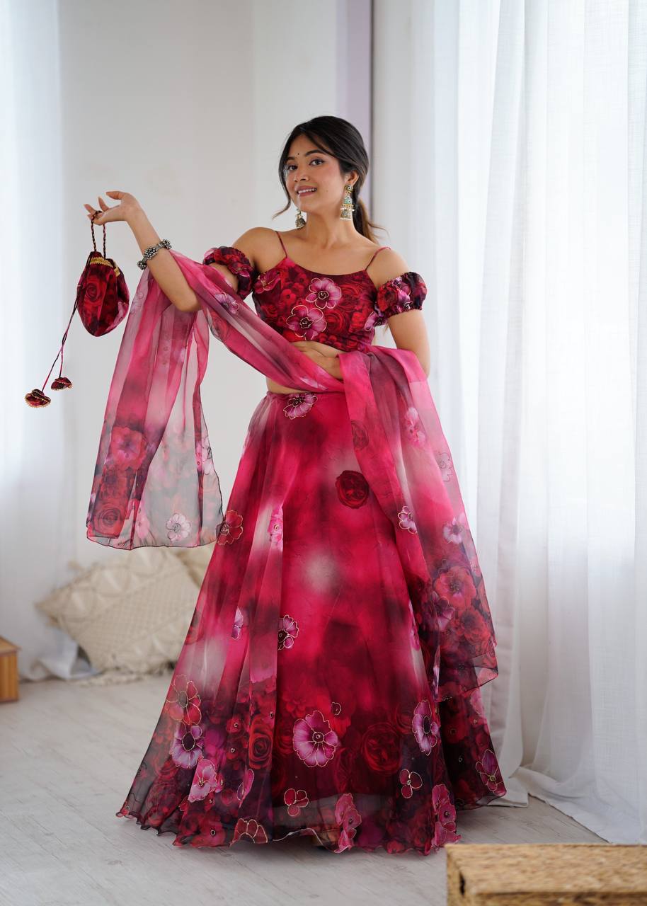 Sehen Sie umwerfend aus in diesem wunderschönen cremefarbenen Lehenga-Set