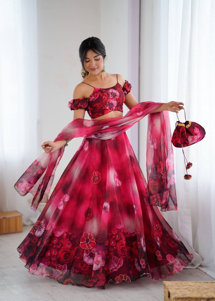 Sehen Sie umwerfend aus in diesem wunderschönen cremefarbenen Lehenga-Set