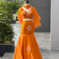 Georgette Handpaint work fishcut lehnga