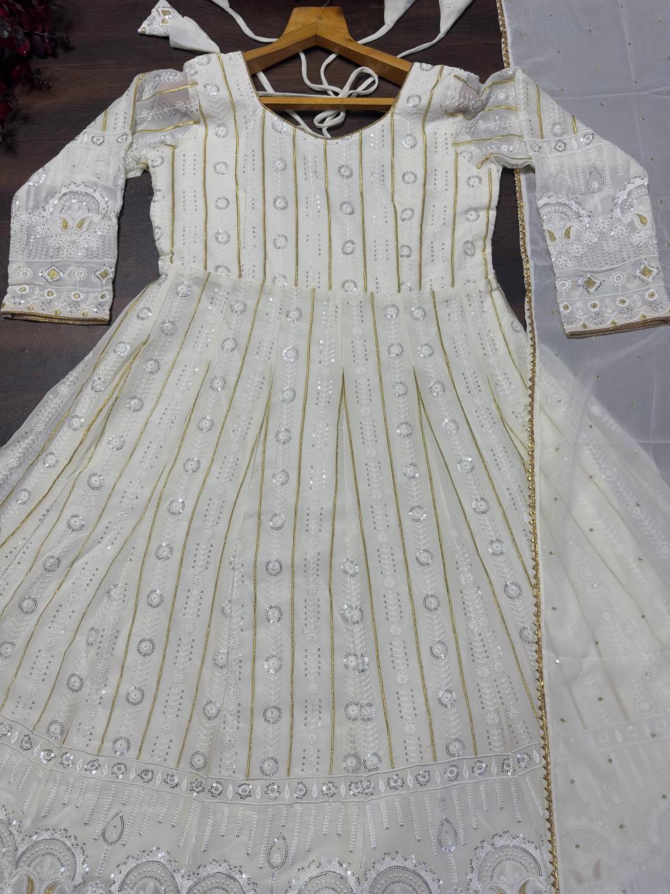 Lakhnavi Embroidered Work Anarkali Suit Set