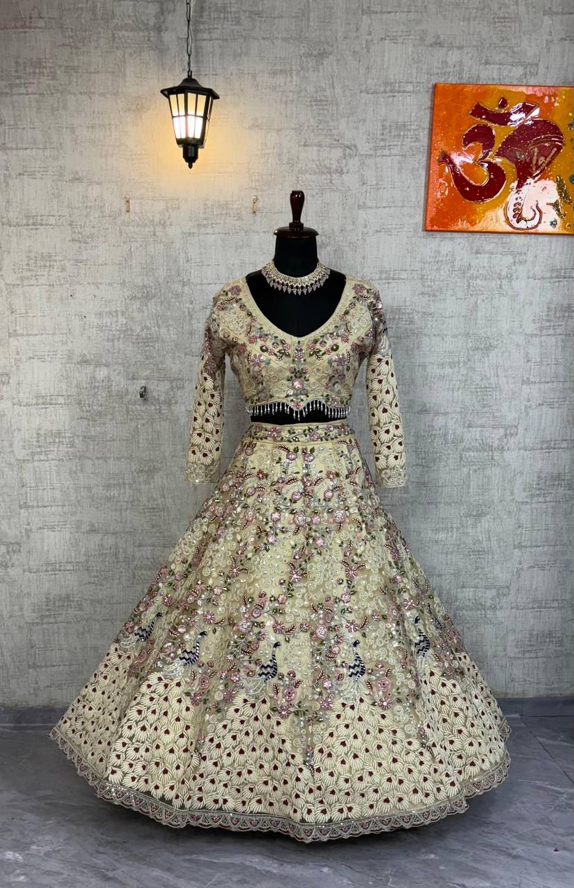 Launching 4 meter flared Premium Quality Soft Net Lehenga