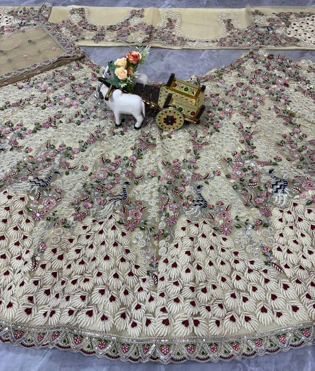 Launching 4 meter flared Premium Quality Soft Net Lehenga