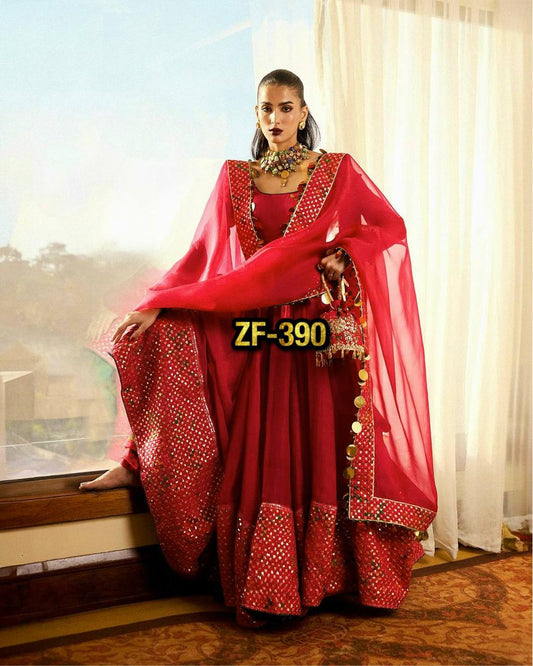 New Designer Party Wear Look Full Heavy Embroidery Sequence Work Gown