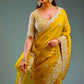 HEAVY PREMIUM SOFT GOLD CRUSH SILK FABRIC SAREE