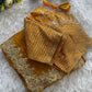 HEAVY PREMIUM SOFT GOLD CRUSH SILK FABRIC SAREE