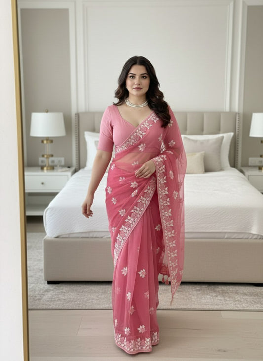 Party Wear Soft Net Saree
