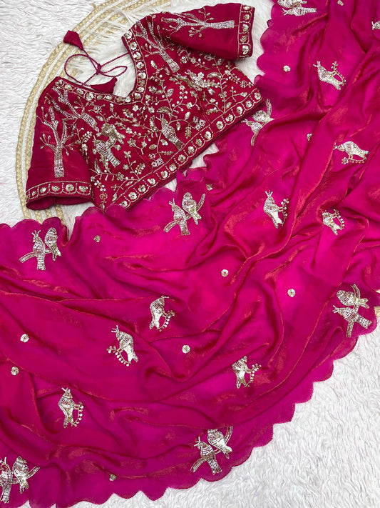 Pure soft silk sarees with amazing Multy work saree
