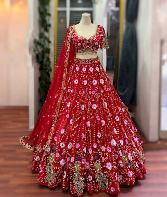 Launching 4 meter flared Premium Quality Soft Net Lehenga