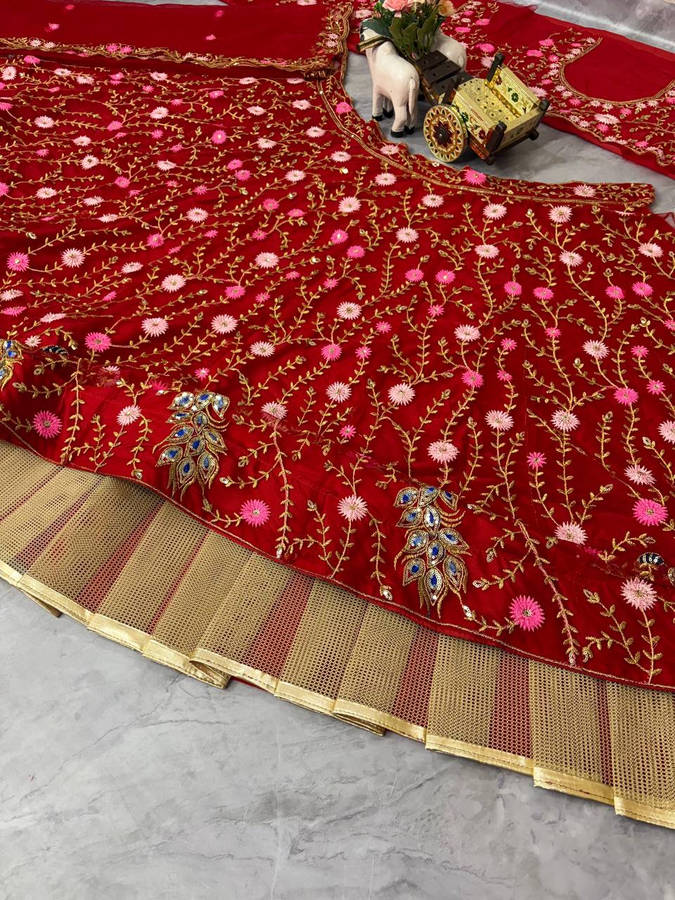Launching 4 meter flared Premium Quality Soft Net Lehenga