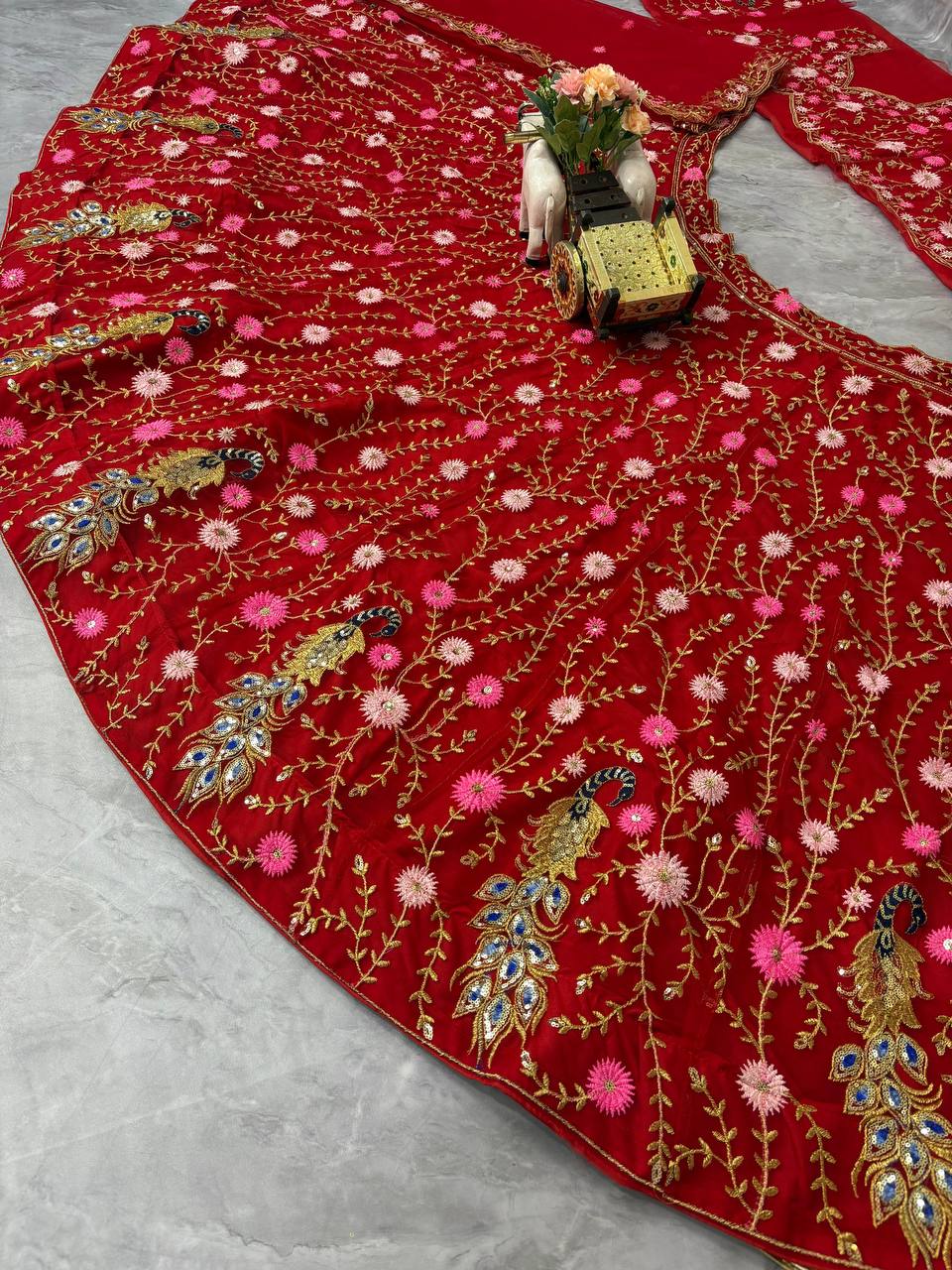 Launching 4 meter flared Premium Quality Soft Net Lehenga