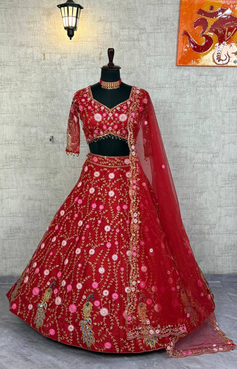 Launching 4 meter flared Premium Quality Soft Net Lehenga